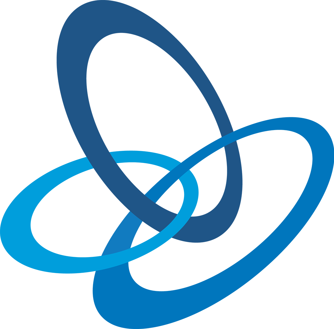 MERLIN icon showing three interlocking elliptical rings in varying shades of blue.