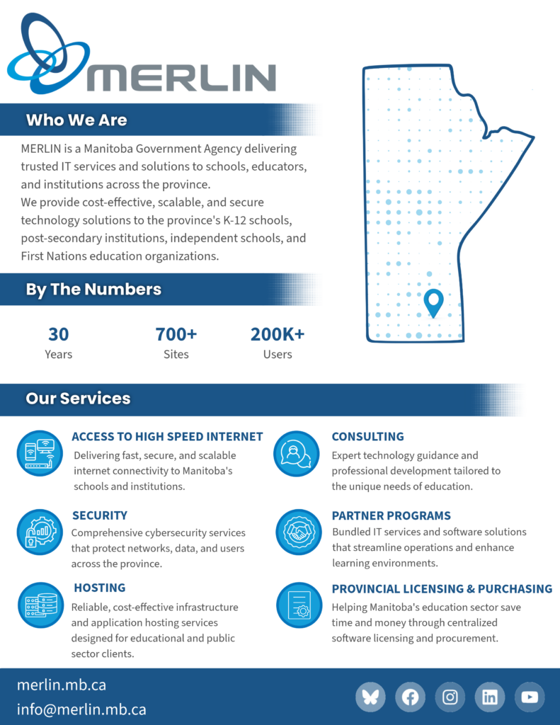 A blue and white infographic summarizing who MERLIN is